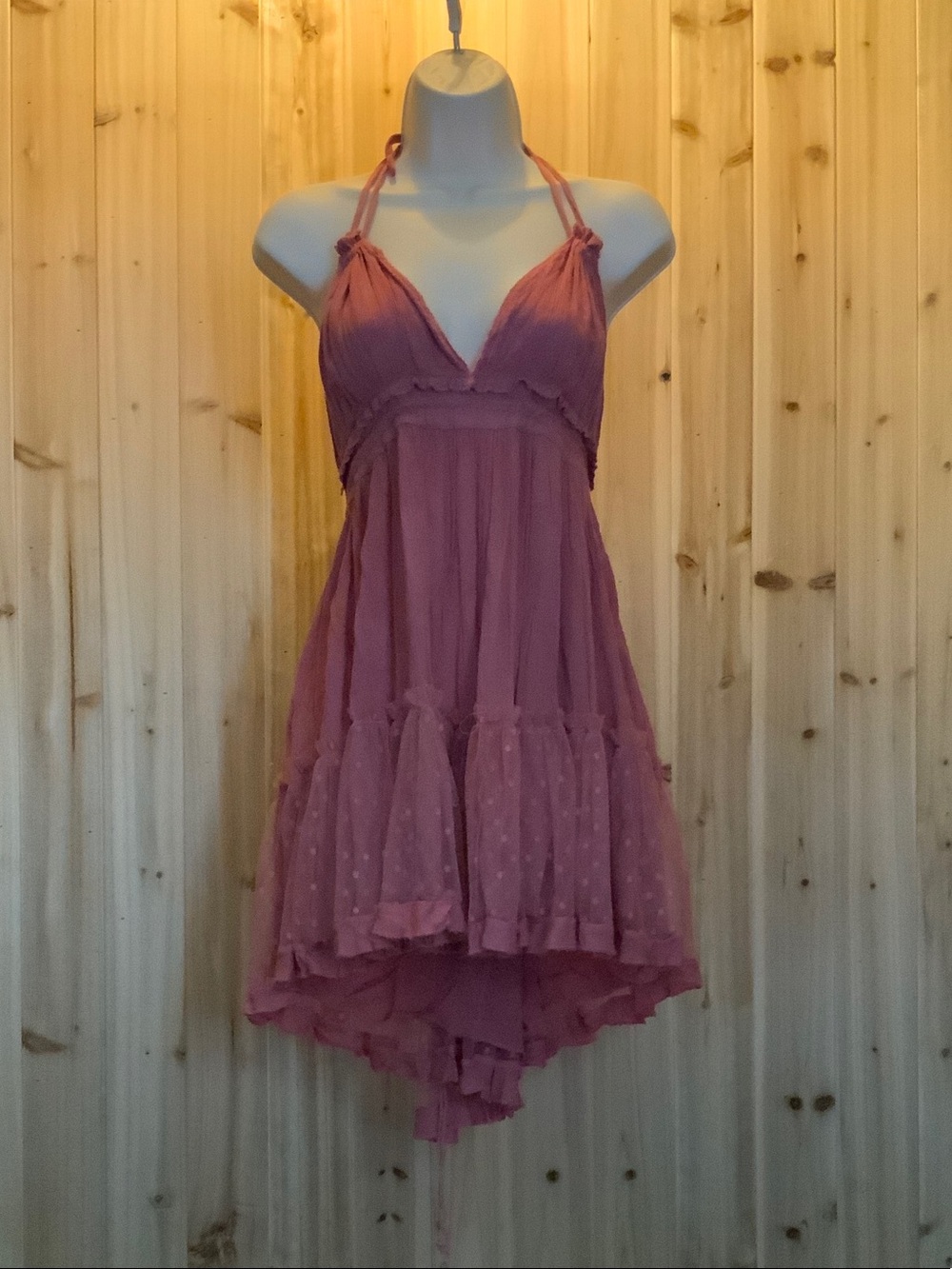 Ruffled Halter High-Low Dress in Dusty Pink
